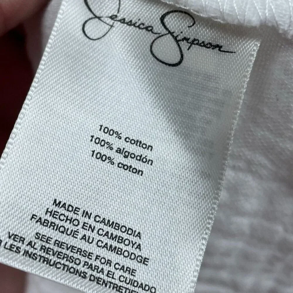 Jessica Simpson Women’s Button Down White Cotton Shirt Medium a1545 - Picture 4 of 6